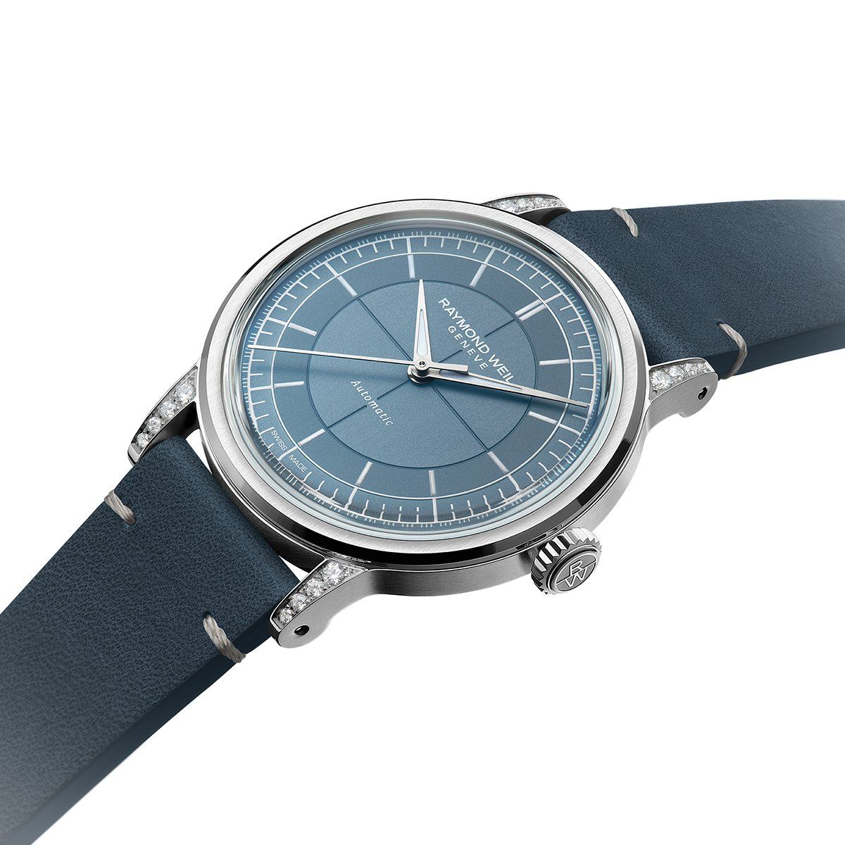 Raymond Weil Millesime Automatic Central Seconds Diamonds Leather Strap Watch, 35mm 2125-SCS-50011