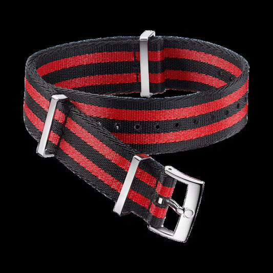 Omega NATO strap Polyamide, 5 stripe black red