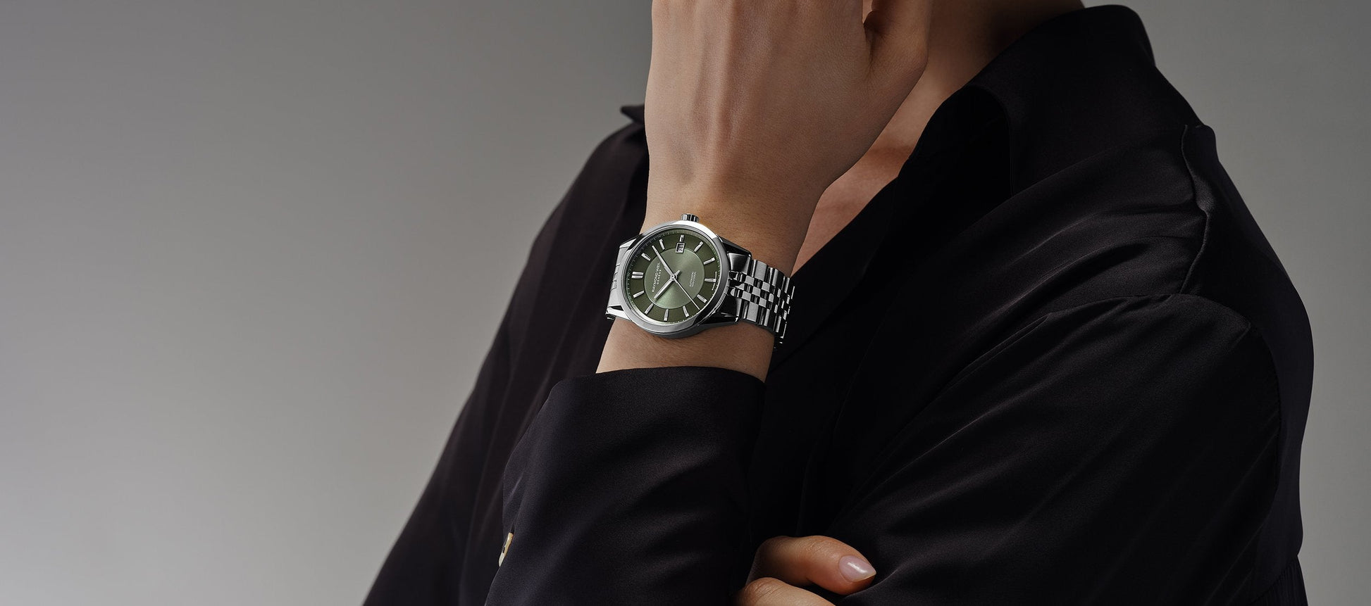 Raymond Weil Freelancer Automatic Olive Green Dial Stainless Steel Bracelet Watch, 38mm 2771-ST-52051