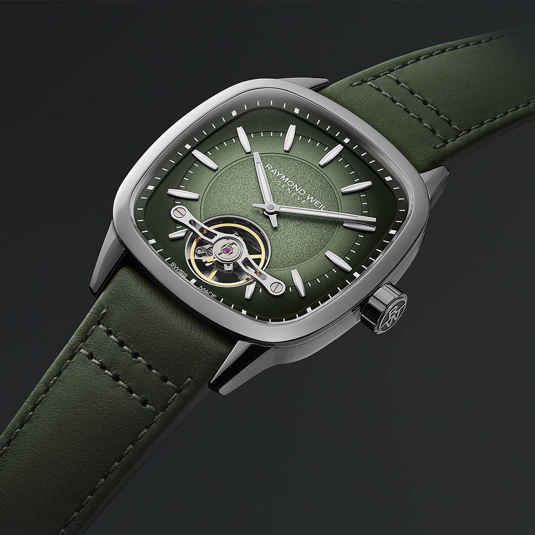 Raymond Weil Freelancer Men's Calibre RW1212 Automatic Green Dial Green Leather Strap Watch, 40 x 40mm 2790-STC-52051