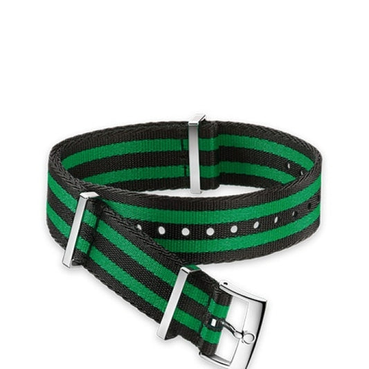Omega NATO strap Polyamide, black and green O031CWZ008803