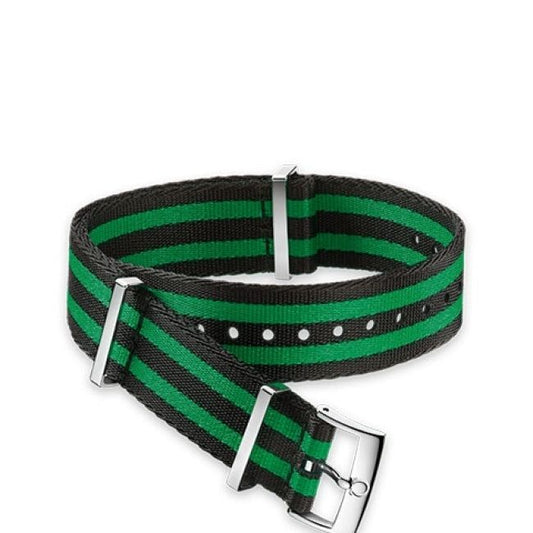 Omega NATO strap Polyamide, black and green O031CWZ008803