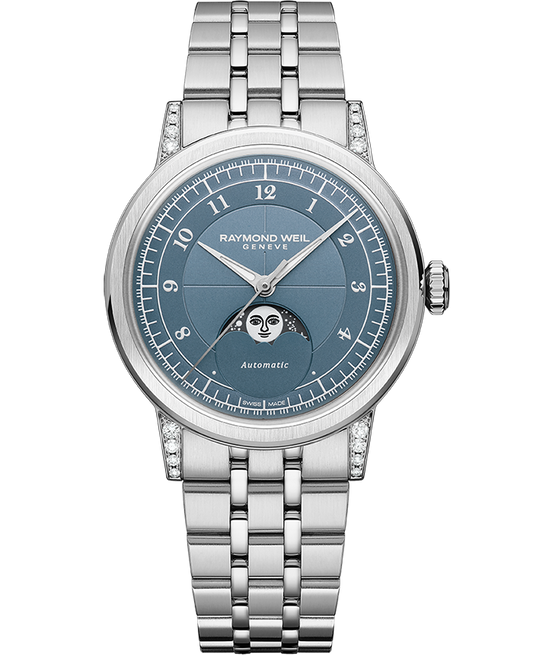 Raymond Weil Millesime Automatic Moon Phase Denim Blue Dial Bracelet Watch, 35mm 2145-STS-05511