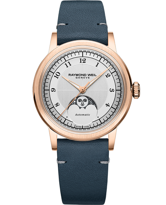 Raymond Weil Millesime Automatic Moon Phase Silver Dial Watch, 35mm 2145-PC5-05650