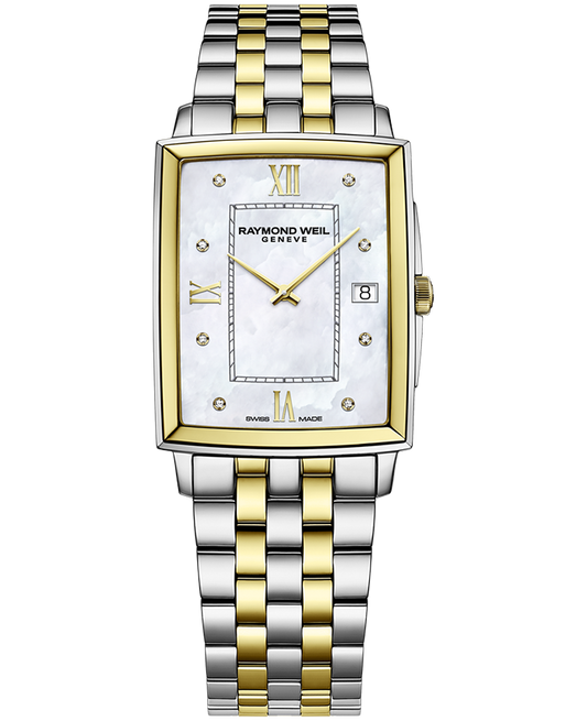Raymond Weil Toccata Mens Quartz Mother-of-Pearl Dial Two-tone Bracelet Watch with Diamonds, 37.25 x 29.60mm 5425-STP-00995