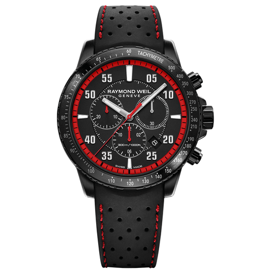 Raymond Weil Chronograph Black Dial Black Rubber Strap Watch 43 8570-BKR-05240