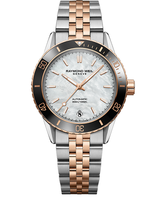Raymond Weil Freelancer Diver Rose Gold PVD Two-Tone Bracelet Watch, 36mm 2755-S51-97001