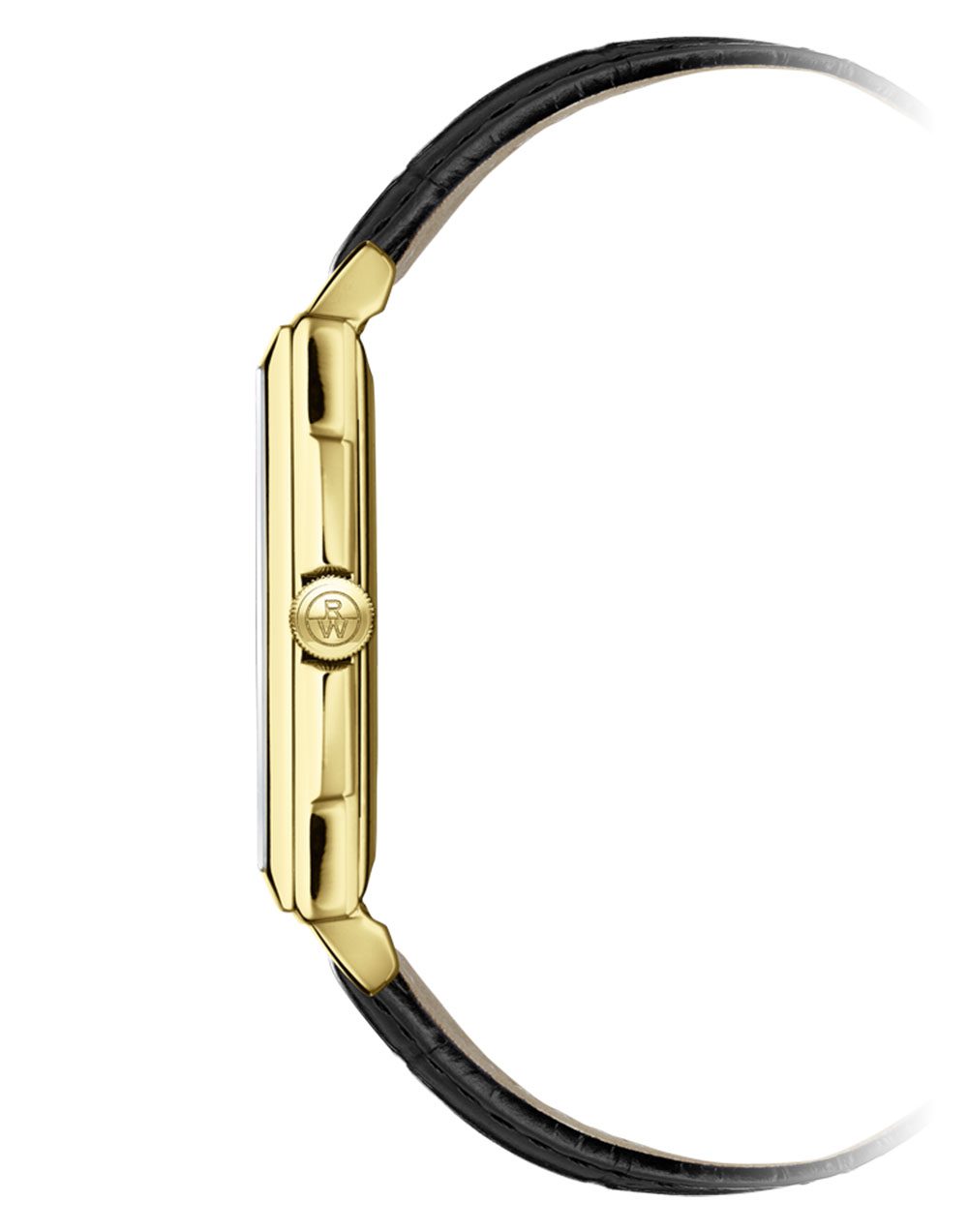 Raymond Weil Toccata Men's Rectangular Gold PVD White Dial Leather Strap Watch, 37 x 29mm 5425-PC-00300