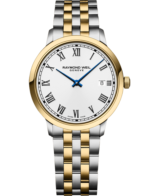 Raymond Weil Toccata Men's Quartz Gold PVD White Dial Two-Tone Bracelet Watch, 39 mm 5485-STP-00359