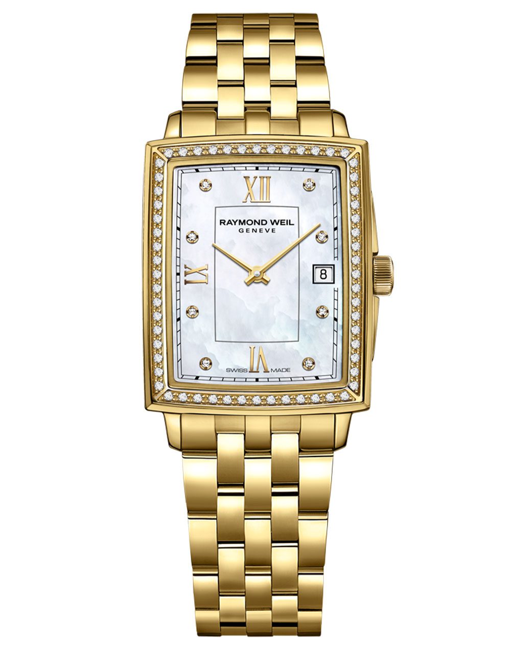 Raymond Weil Toccata Ladies 68 Diamonds Mother-of-Pearl Gold PVD Bracelet Watch, 22.6 x 28.1mm 5925-PS-00995