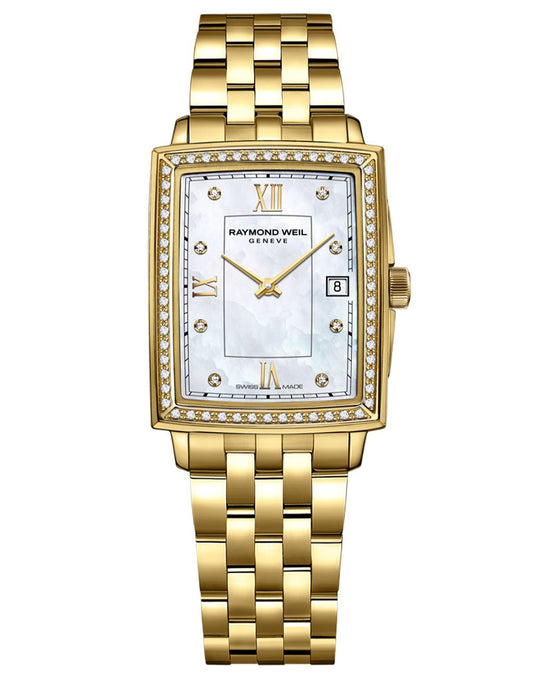 Raymond Weil Toccata Ladies 68 Diamonds Mother-of-Pearl Gold PVD Bracelet Watch, 22.6 x 28.1mm 5925-PS-00995