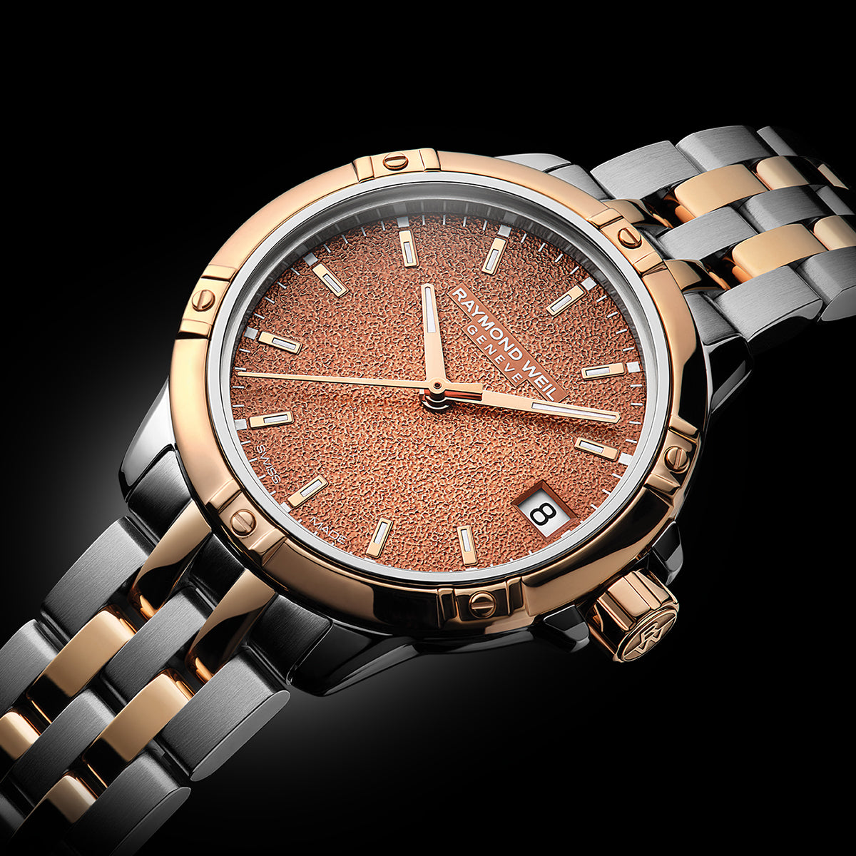 Raymond Weil Tango Ladies Quartz Terra Cotta Frosted Dial Two-Tone Bracelet Watch, 30mm 5960-SP5-70061