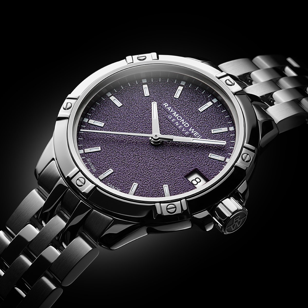 Raymond Weil Tango Ladies Quartz Deep Purple Frosted Dial Bracelet Watch, 30mm 5960-ST-50161