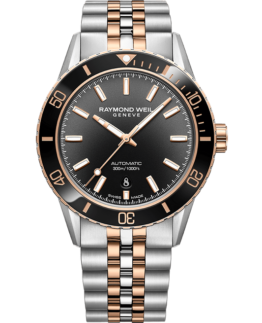 Raymond Weil Freelancer Men's Diver Gradient Black Dial Two-Tone Bracelet Watch, 42.5mm 2775-S51-20051