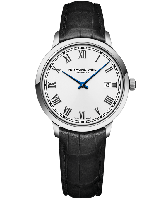 Raymond Weil Toccata Men's Quartz White Dial Leather Strap Watch, 39mm 5485-STC-00359