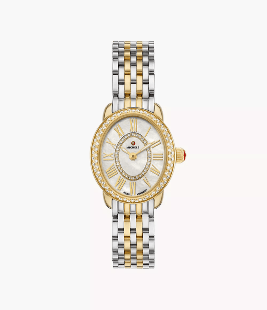 Michele Serein Oval Diamond Two-Tone 18K Gold-Plated Watch MWW21H000002
