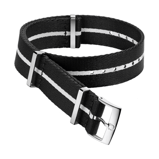 Omega NATO strap Polyamide, black and white 031CWZ010698w