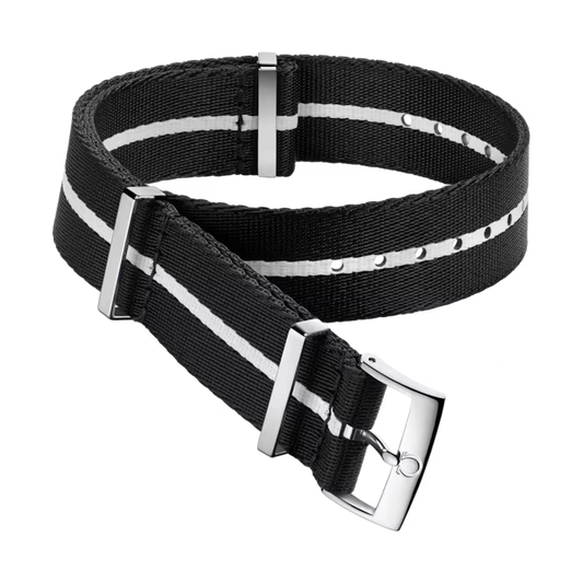 Omega NATO strap Polyamide, black and white 031CWZ010698w