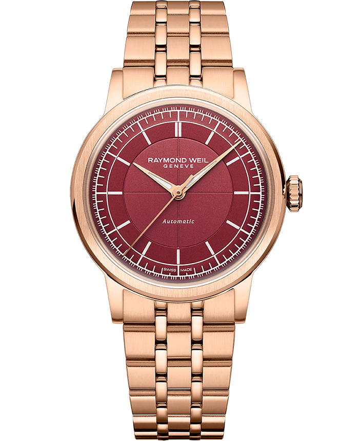 Raymond Weil Millesime Automatic Central Seconds Burgundy Dial Watch, 35mm 2125-P5-45001