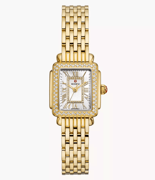 Michele Deco Madison Mini Diamond 18K Gold-Plated Watch MWW06D000173