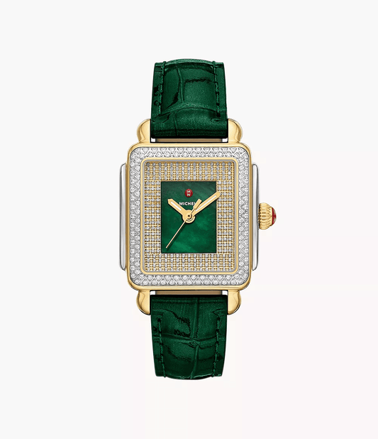 Michele Special Edition Deco Madison Mid Pavé Two-Tone 18K Gold-Plated Watch MWW06G000048