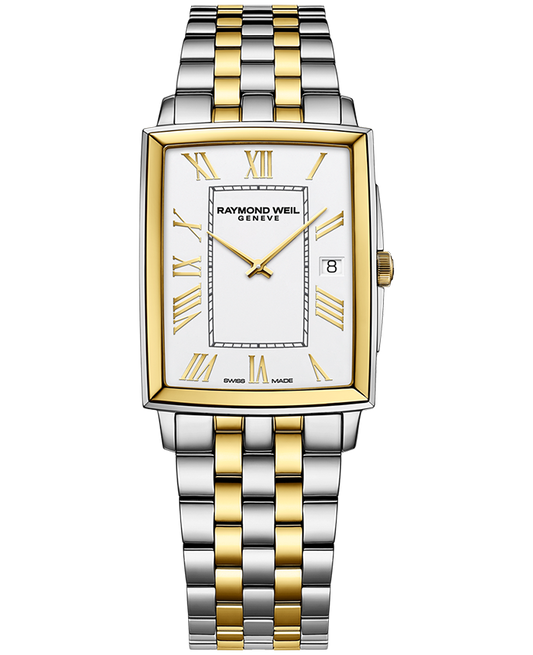 Raymond Weil Toccata Men's Rectangular White Dial Two-Tone Bracelet Watch, 37.25 x 29.60mm 5425-STP-00308