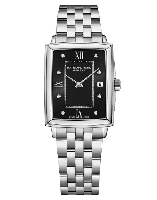 Raymond Weil Toccata Ladies Diamond Black Dial Bracelet Watch, 22.6 x 28.1mm 5925-ST-00295
