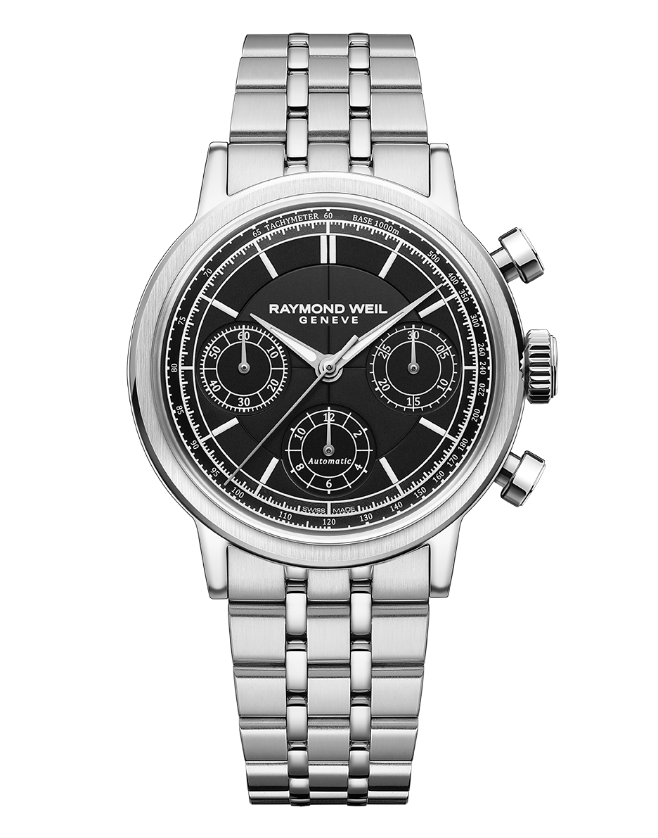 Raymond Weil Millesime Automatic Chronograph Black Dial Bracelet Watch, 39.5 mm 7765-ST-20001