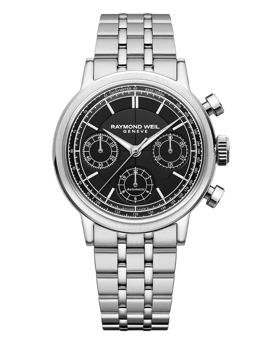 Raymond Weil Millesime Automatic Chronograph Black Dial Bracelet Watch, 39.5 mm 7765-ST-20001