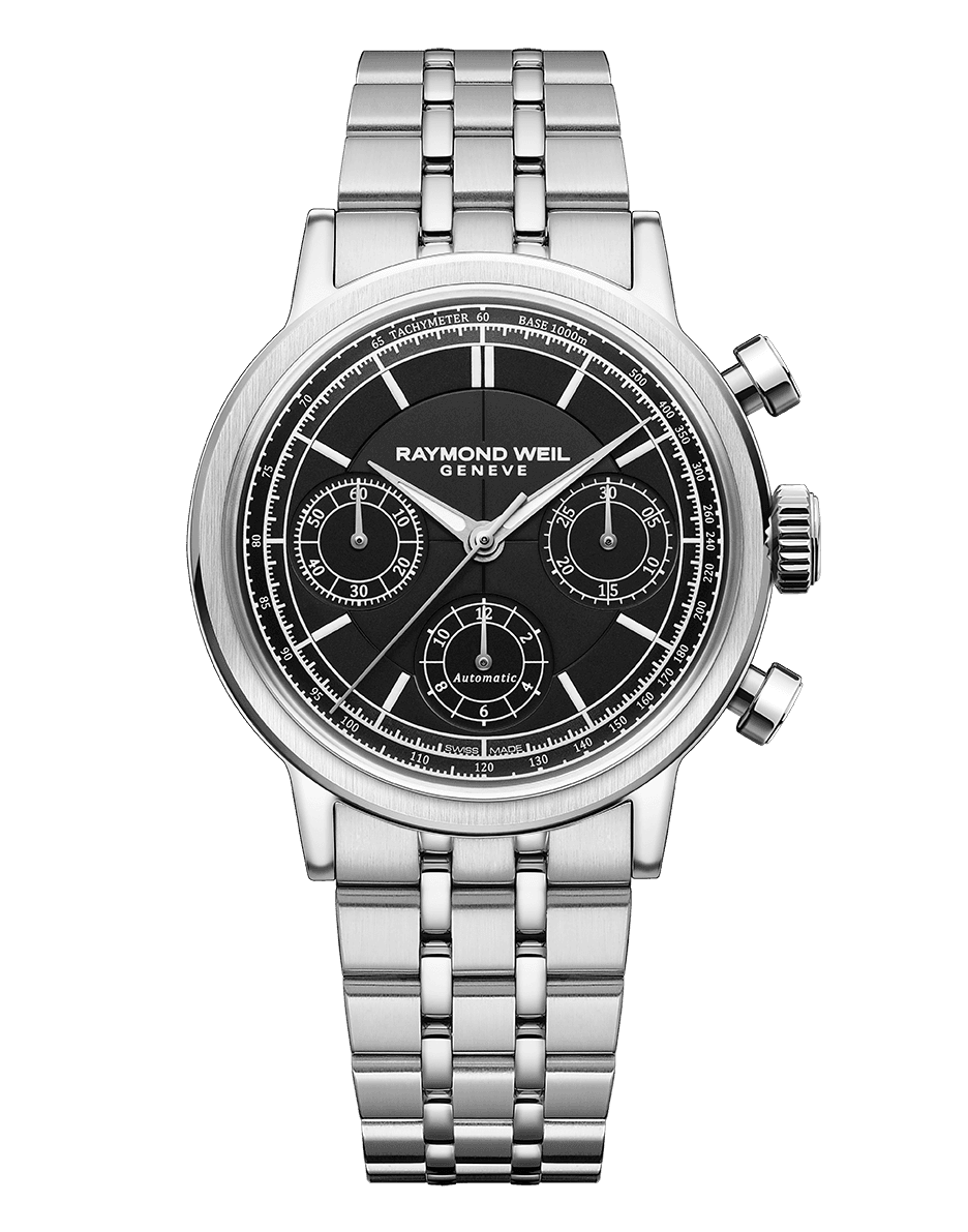 Raymond Weil Millesime Automatic Chronograph Black Dial Bracelet Watch, 39.5 mm 7765-ST-20001