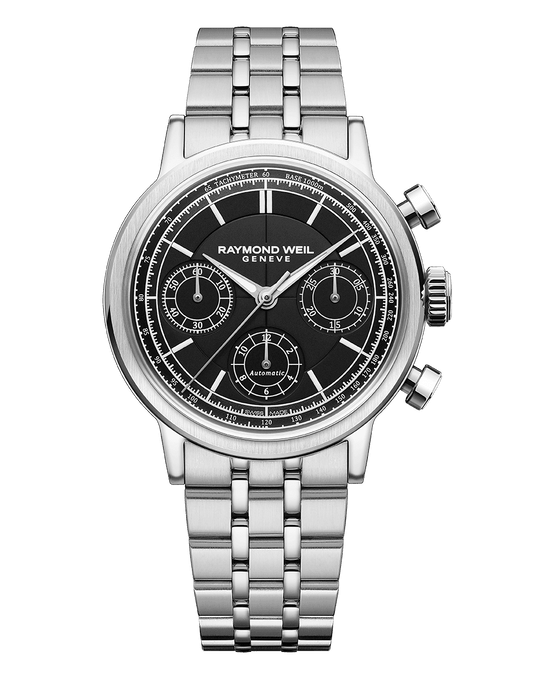 Raymond Weil Millesime Automatic Chronograph Black Dial Bracelet Watch, 39.5 mm 7765-ST-20001
