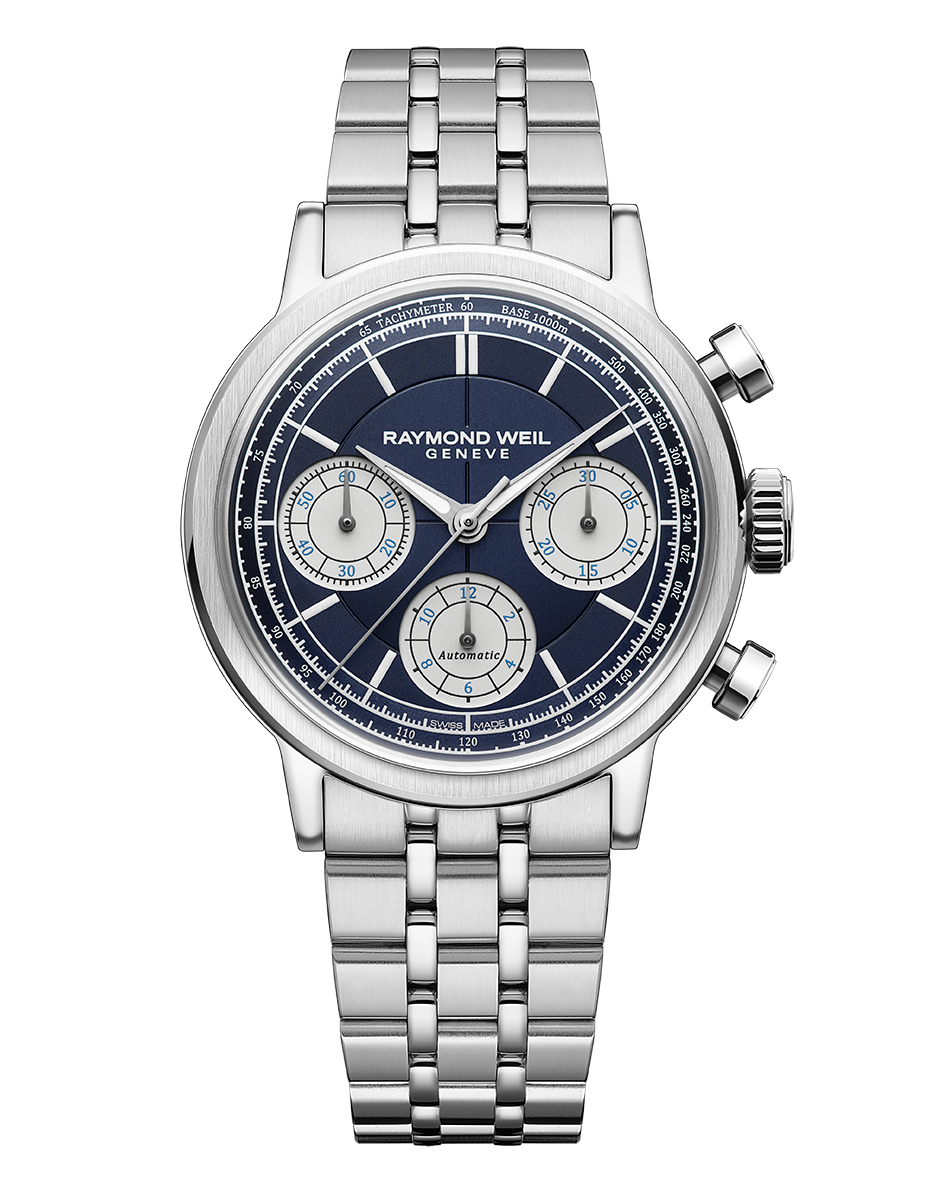 Raymond Weil Millesime Automatic Chronograph Midnight Blue Dial Bracelet Watch, 39.5 mm 7765-ST-50651