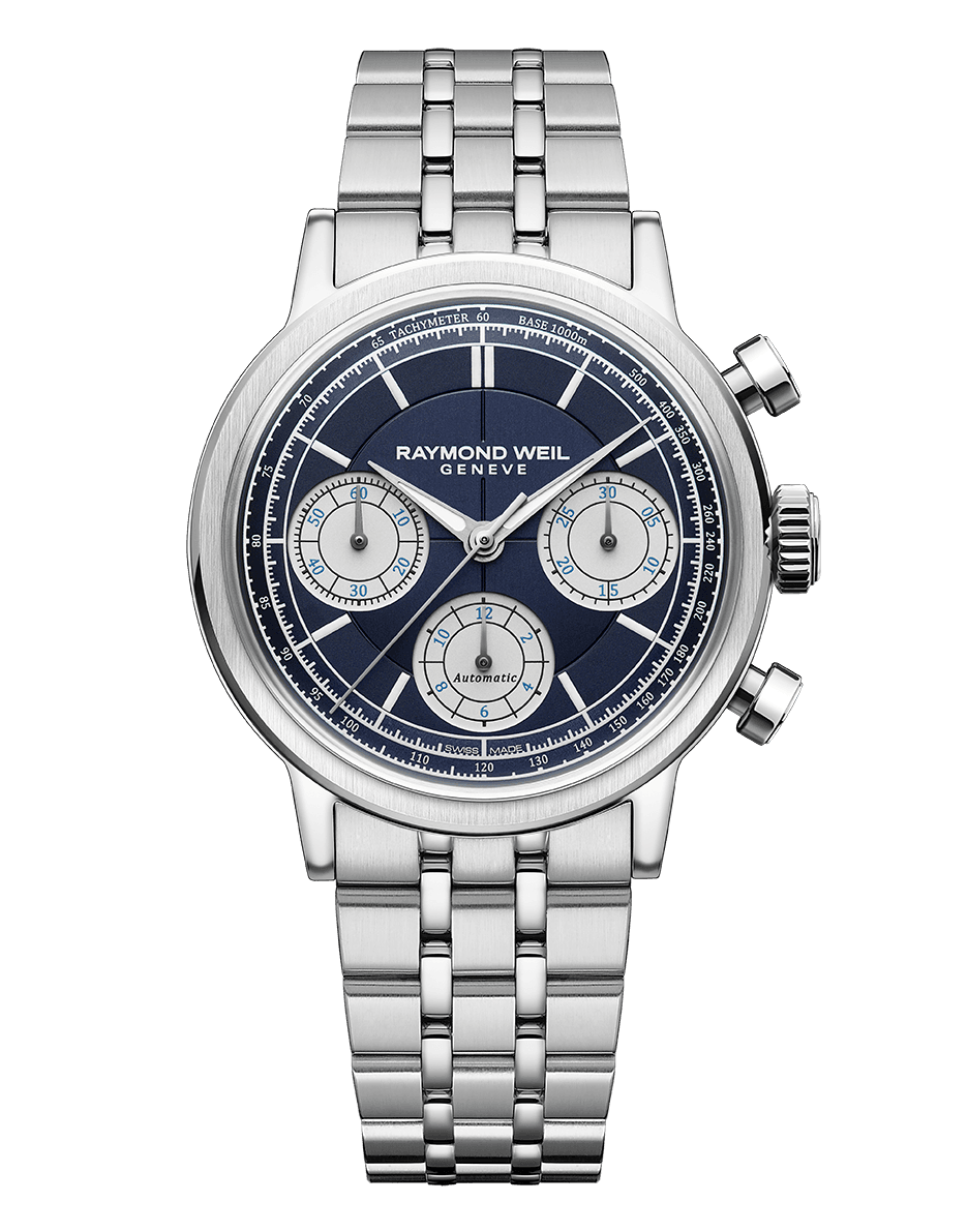 Raymond Weil Millesime Automatic Chronograph Midnight Blue Dial Bracelet Watch, 39.5 mm 7765-ST-50651