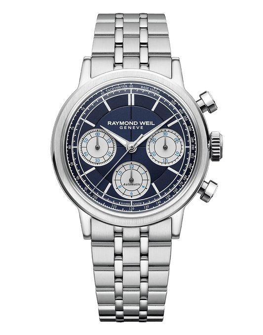 Raymond Weil Millesime Automatic Chronograph Midnight Blue Dial Bracelet Watch, 39.5 mm 7765-ST-50651