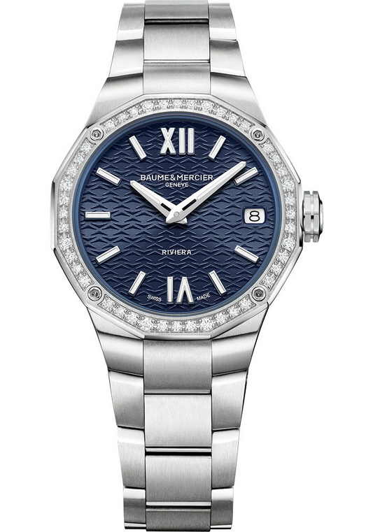 Baume & Mercier Riviera Quartz Watch, Date display, Diamond-set 10765