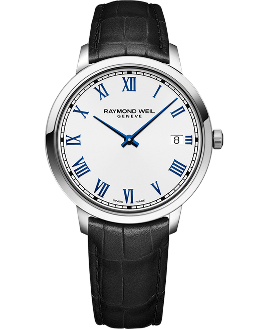 Raymond Weil Toccata Men's Quartz White Dial Leather Strap Watch, 42mm 5585-STC-00353