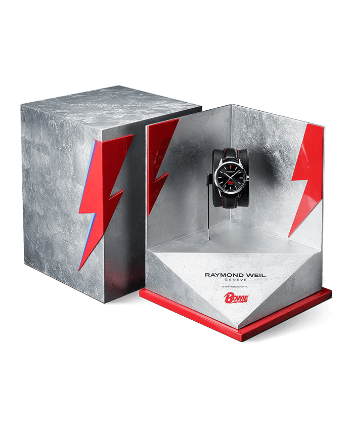Raymond Weil Freelancer Men's Limited Edition David Bowie Automatic Black Dial Leather Strap Watch, 42MM 2731-STC-BOW01