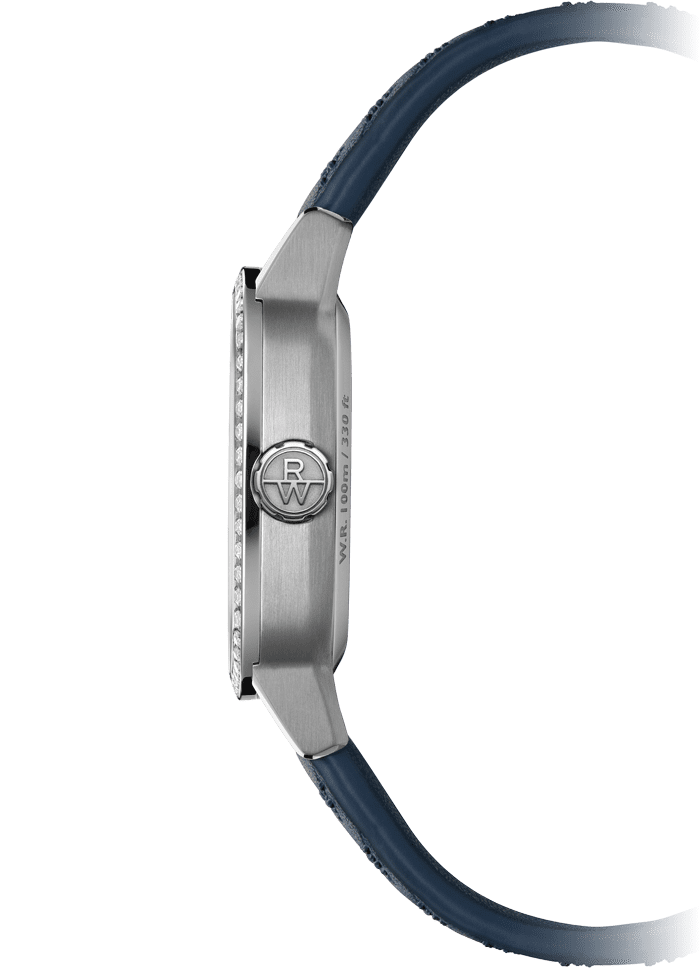 Raymond Weil Freelancer Ladies Automatic 60 Diamonds Blue Dial Leather Strap Watch, 34.5 x 34.5mm 2490-SCS-50051