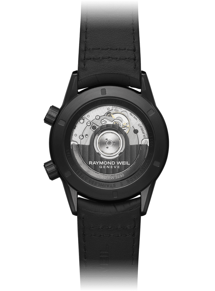 Raymond Weil Freelancer Men's GMT Worldtimer Black Dial Leather Strap Watch, 41mm 2765-BKC-20001
