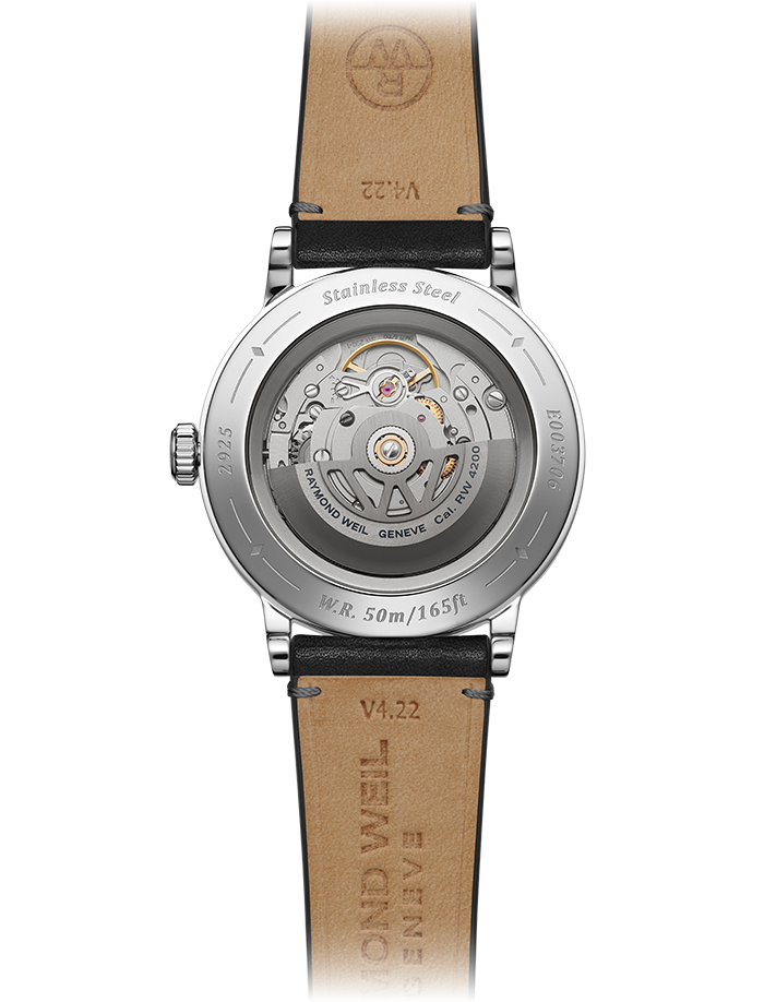 Raymond Weil Millesime Men's Automatic Grey Sector Dial Black Leather Strap Watch, 39.5mm 2925-STC-60001