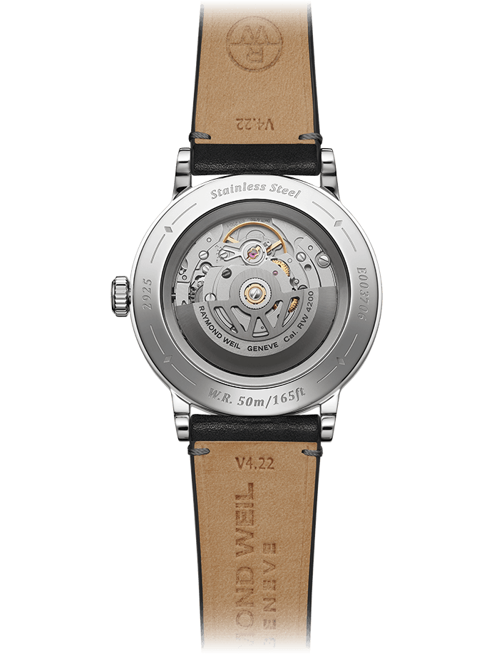 Raymond Weil Millesime Men's Automatic Grey Sector Dial Black Leather Strap Watch, 39.5mm 2925-STC-60001