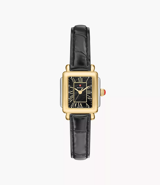 Michele Deco Madison Mini Black Leather Watch MWW06D000179
