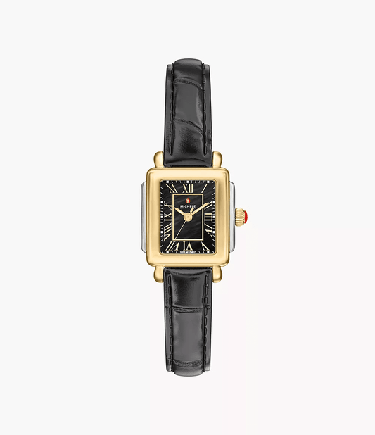 Michele Deco Madison Mini Black Leather Watch MWW06D000179
