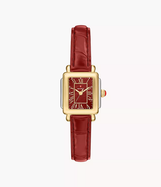 Michele Deco Madison Mini Ruby Red Leather Watch MWW06D000181