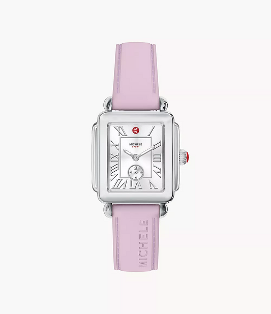 Michele Deco Sport Mid Stainless Steel Pink Silicone Watch MWW06H000009