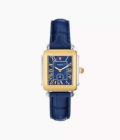 Michele Deco Sport Mid Navy Leather Watch MWW06H000012