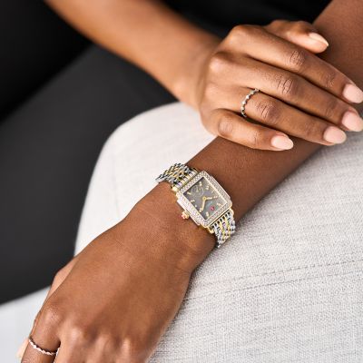 Michele Deco Mid Two-Tone 18K Gold-Plated Diamond Watch MWW06V000132