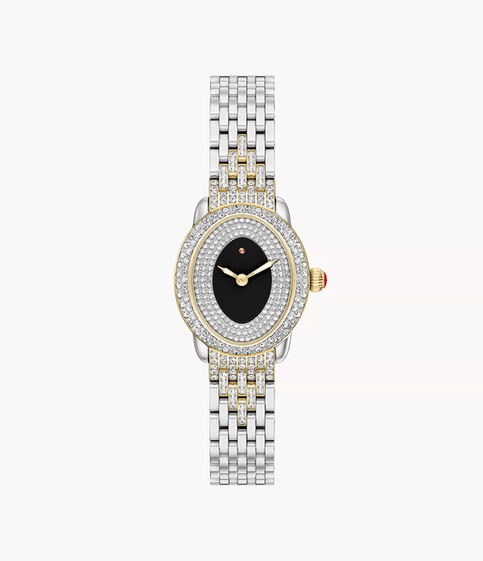 Michele Serein Oval Diamond 18K Two-Tone Gold-Plated Watch MWW21H000005