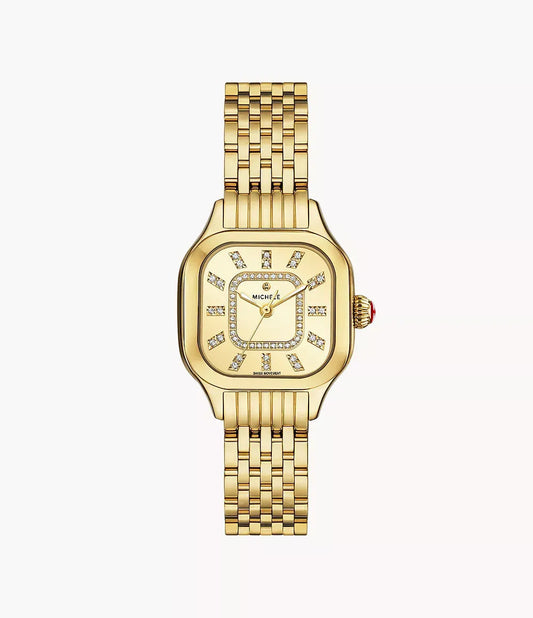 Michele Meggie 18K Gold-Plated Diamond Dial Watch MWW33B000013