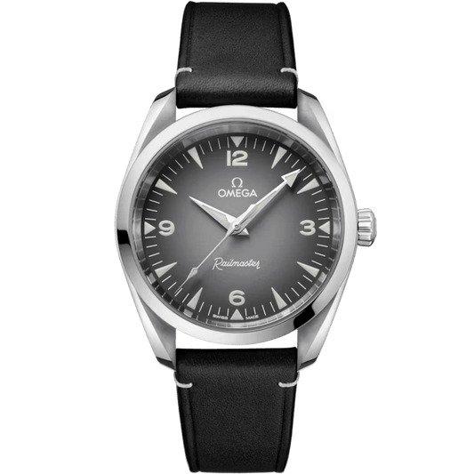 Omega Seamaster Railmaster 38 mm, steel on leather strap 235.12.38.20.06.001